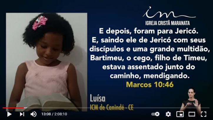 Igreja Cristã Maranata – Participações da Escola Bíblica Dominical – 18/04/2021