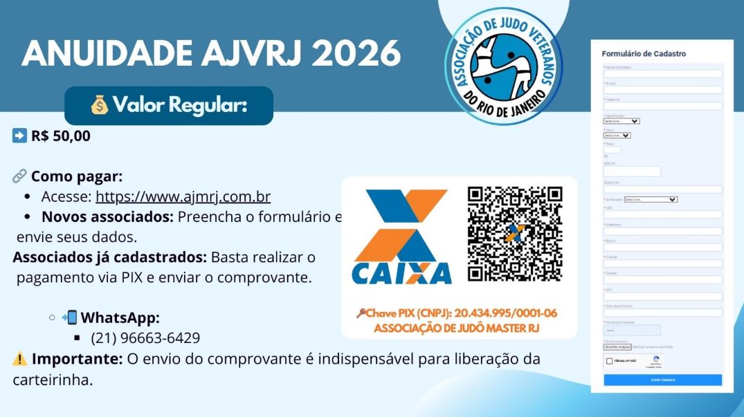 É Amanhã!!! Primeiro treino da AJVRJ no Rio de Janeiro (Confirme sua Anuidade 2026)