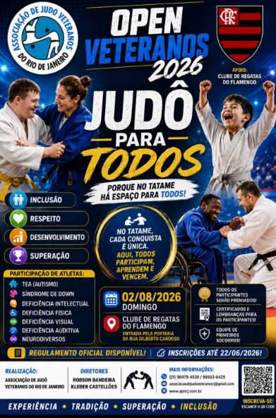 OPEN VETERANOS 2026: AJVRJ lança seu primeiro grande evento competitivo para judocas veteranos