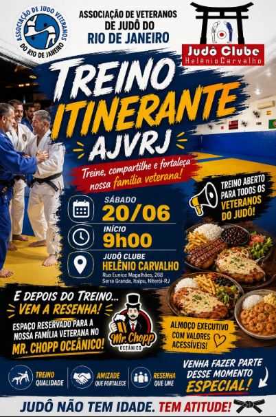 Tá Chegando! Treinamento Itinerante de Judô Veteranos em Niterói (Faça aqui sua inscrição)